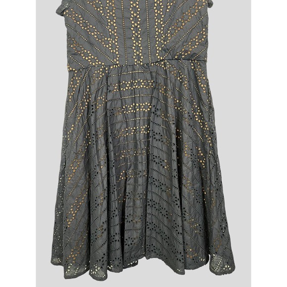 eShakti Navy Blue Eyelet Dress Short Sleeve Fit& Flare Cocktail READ DESCRIPTION - Picture 11 of 14